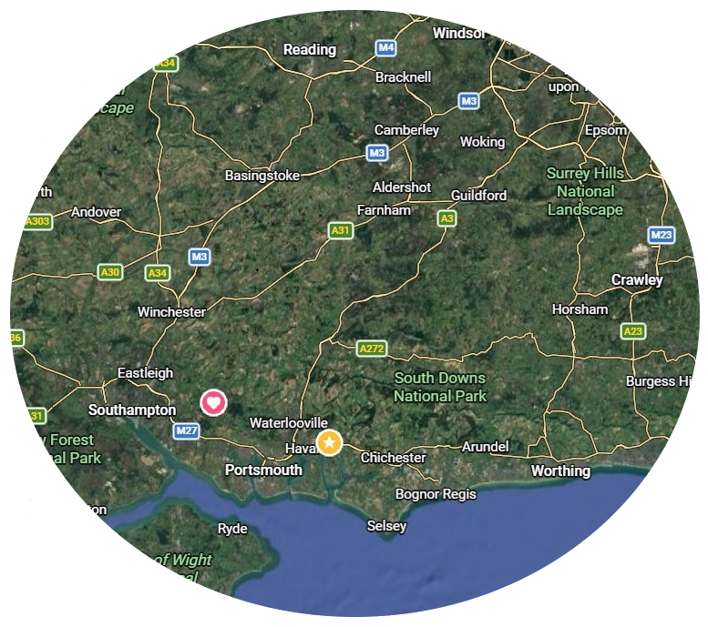 Map showing Langstone Interiors service area